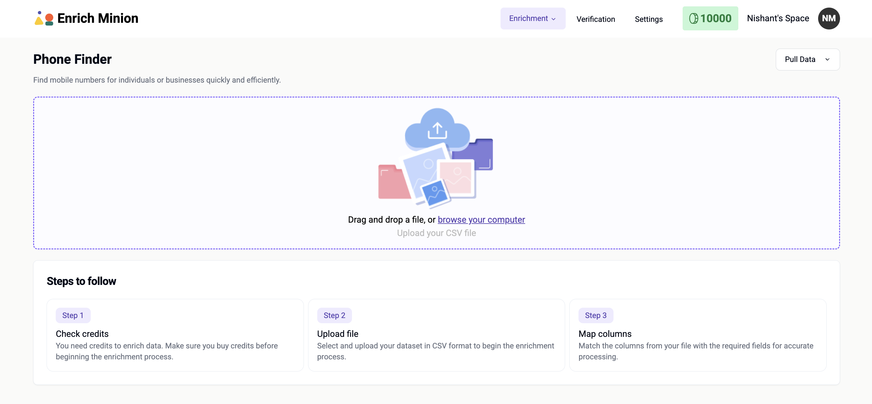Enrich Minion Platform Screenshot